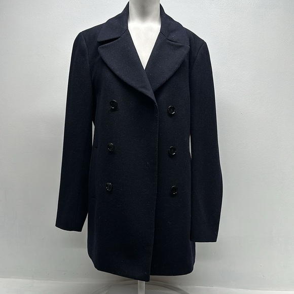 Reiss Jackets & Blazers - Reiss Peacoat Jacket Coat Wool Blend Collared Button Down Navy Blue Size Small